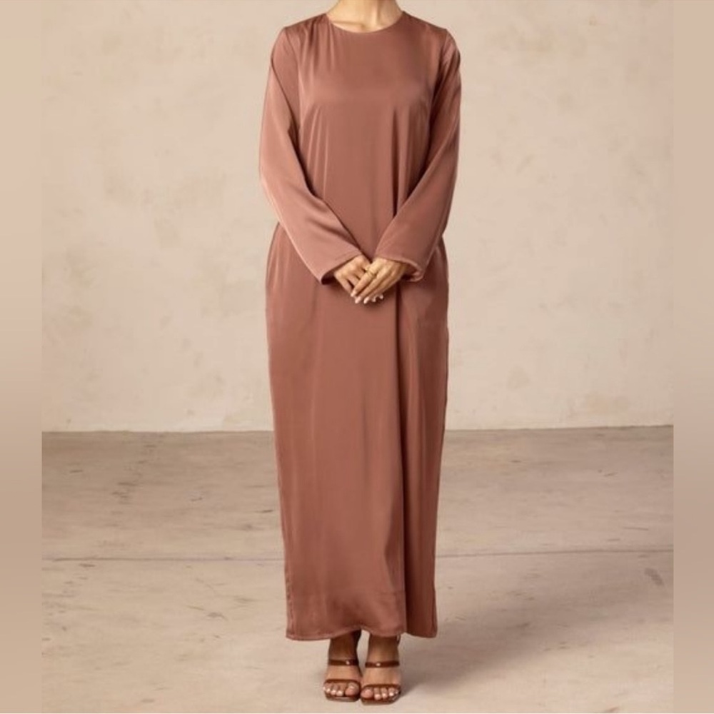Angelina Maxi Slip Dress in Copper